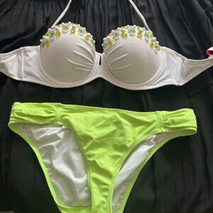 White and Green Victoria Secret Bikini set